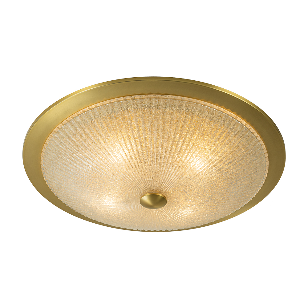 Modern Brass 4-Light Glass Bowl Flush Mount Ceiling Light with Ribbed Swirl Shade for Hallway Entryway Kitchen Bedroom Living Room