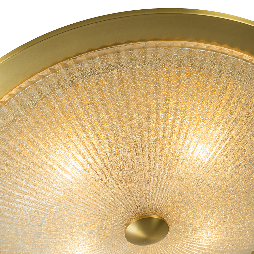 Modern Brass 4-Light Glass Bowl Flush Mount Ceiling Light with Ribbed Swirl Shade for Hallway Entryway Kitchen Bedroom Living Room