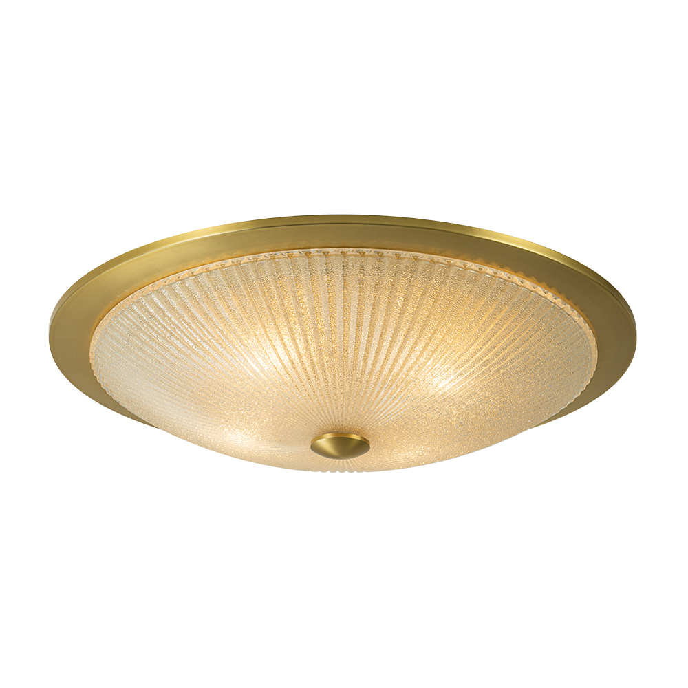 Modern Brass 4-Light Glass Bowl Flush Mount Ceiling Light with Ribbed Swirl Shade for Hallway Entryway Kitchen Bedroom Living Room