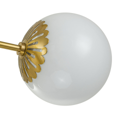 9-Light Modern Mid-Century Brass Two-Tier Sputnik Opal Globe Chandelier Light for Dining Room/ Living Room/ Bedroom