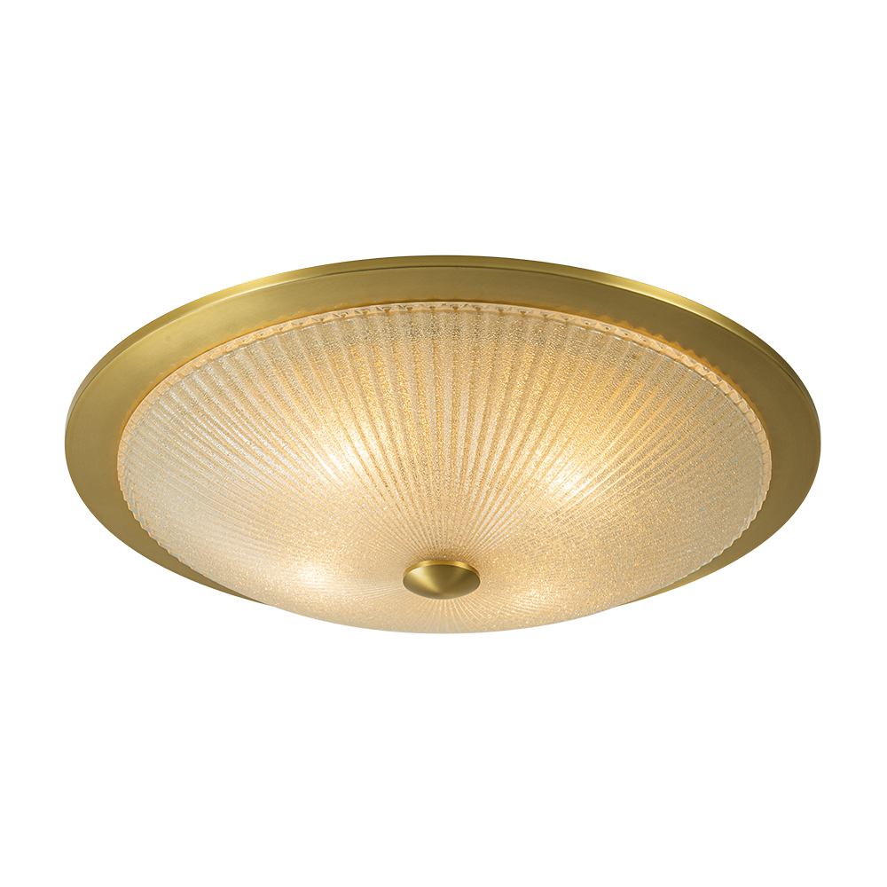 Modern Brass 4-Light Glass Bowl Flush Mount Ceiling Light with Ribbed Swirl Shade for Hallway Entryway Kitchen Bedroom Living Room