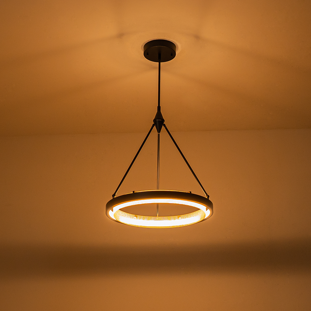 Dimmable Minimalist Modern Circular Round Shape LED Warm White Hollow Pendant Lighting for Living Room Hallway Home Office