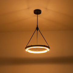 Dimmable Minimalist Modern Circular Round Shape LED Warm White Hollow Pendant Lighting for Living Room Hallway Home Office