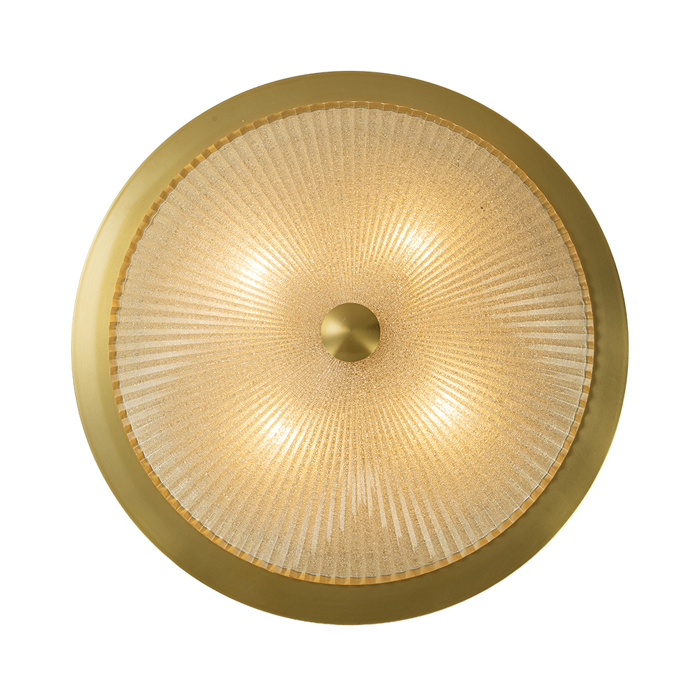 Modern Brass 4-Light Glass Bowl Flush Mount Ceiling Light with Ribbed Swirl Shade for Hallway Entryway Kitchen Bedroom Living Room