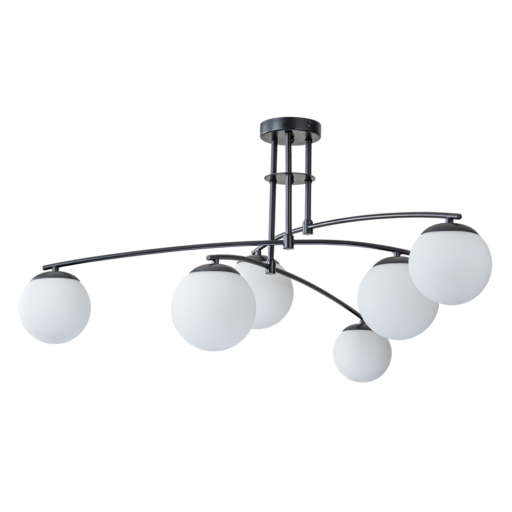 Mid-Century Modern Sputnik Branching Opal Glass Bubble Semi Flush Chandelier for Living Room Dining Room Bedroom