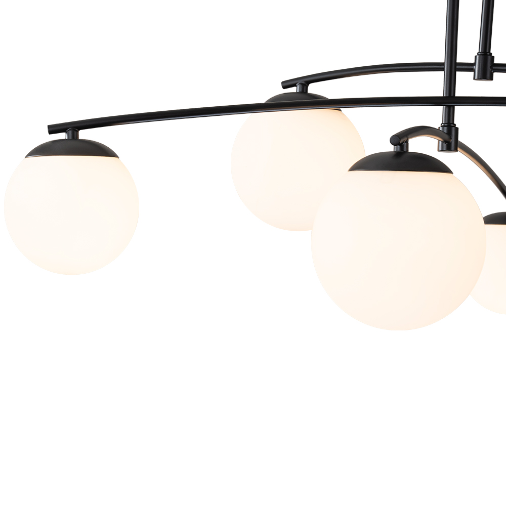 Mid-Century Modern Sputnik Branching Opal Glass Bubble Semi Flush Chandelier for Living Room Dining Room Bedroom