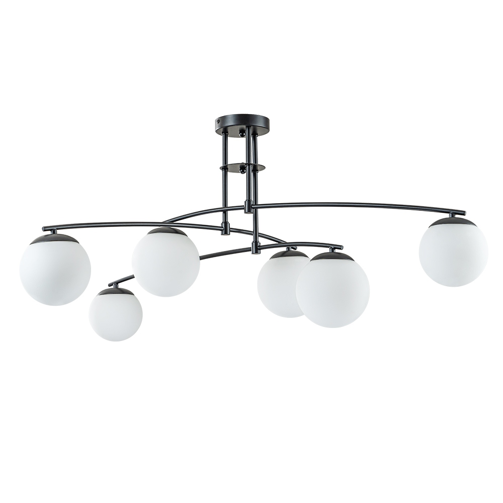 Mid-Century Modern Sputnik Branching Opal Glass Bubble Semi Flush Chandelier for Living Room Dining Room Bedroom