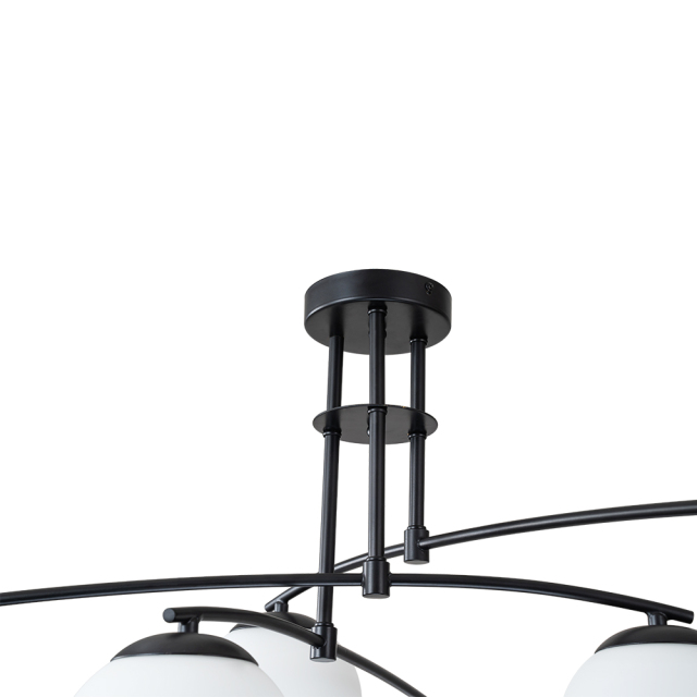 Mid-Century Modern Sputnik Branching Opal Glass Bubble Semi Flush Chandelier for Living Room Dining Room Bedroom