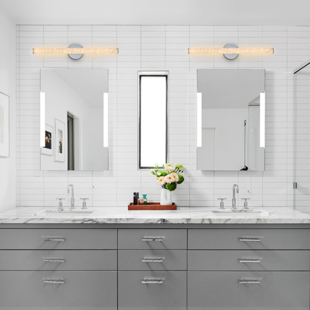 Dimmable Modern LED Bathroom Vanity Light Linear Tube Wall Sconce in 3000K Warm Light for Dressing Room/ Kitchen/ Hallway