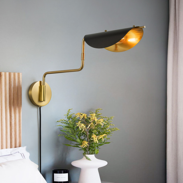 Modern Contemporary Swing Arm Wall Sconce for Bedroom Living Room