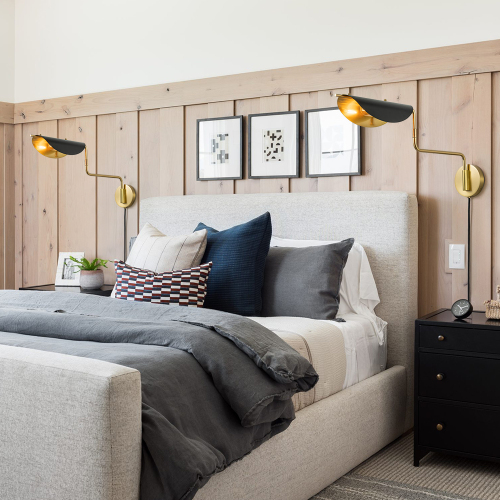 Adjustable Modern Contemporary Brass Black Swing Arm Wall Sconce for Bedroom Bedside Living Room