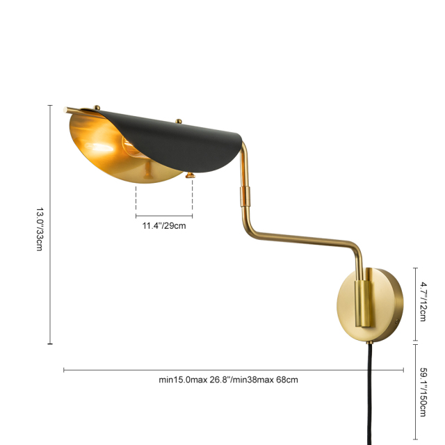 Modern Contemporary Swing Arm Wall Sconce for Bedroom Living Room