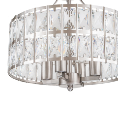 Modern Round Semi Flush Mount Drum Ceiling Light with Clear Crystal Glass for Hallway Entryway Kitchen Bedroom Living Room