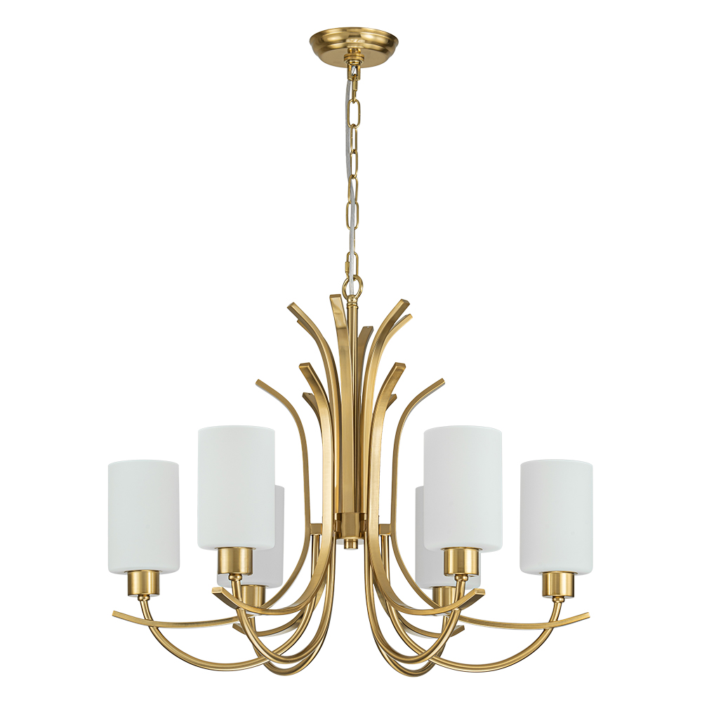 Chic Modern Empire Chandelier Sputnik Arms Hanging Light in Cylinder Shades for Living Room Kitchen Island