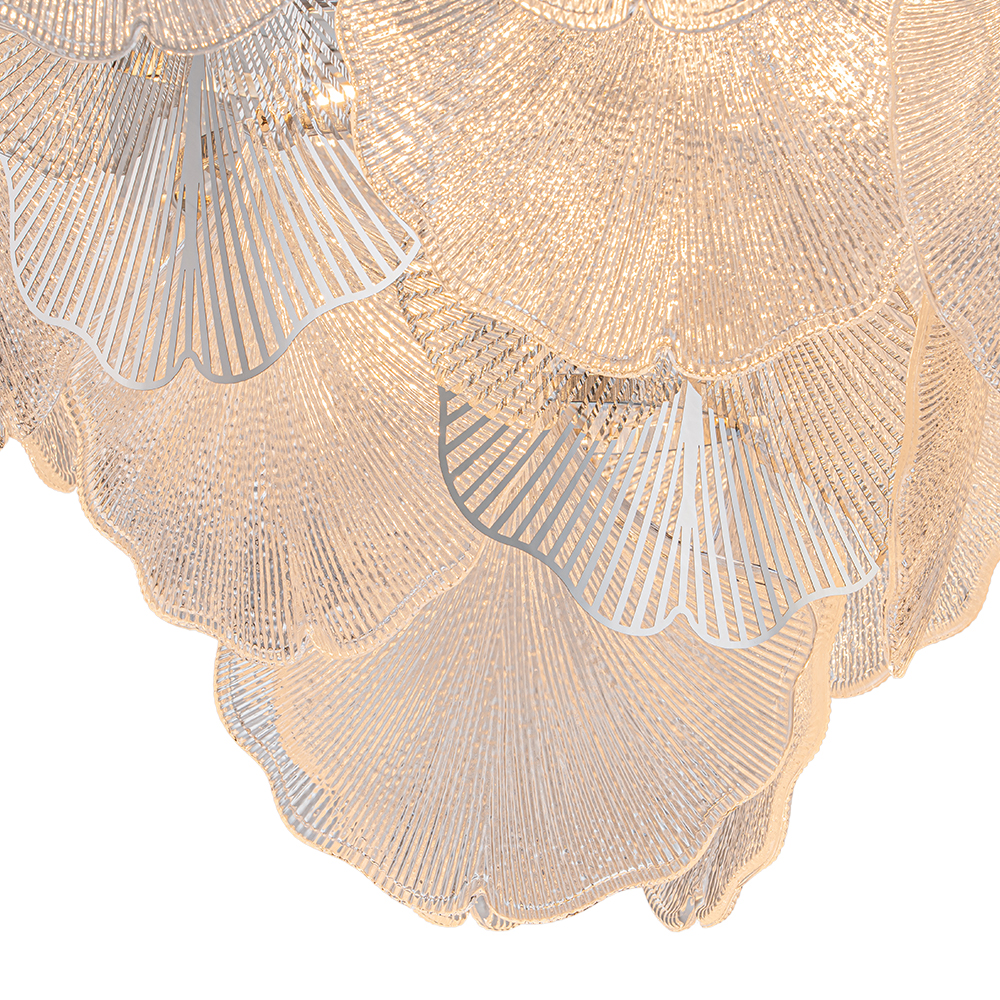 8-Light Designer Glam Modern Ginkgo Leaf Entry Chandelier Glass Shell Pendant for Living Room/ Dining Room/ Kitchen