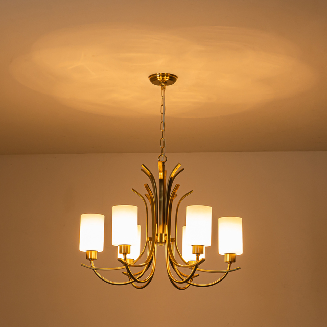 Chic Modern Empire Chandelier Sputnik Arms Hanging Light in Cylinder Shades for Living Room Kitchen Island
