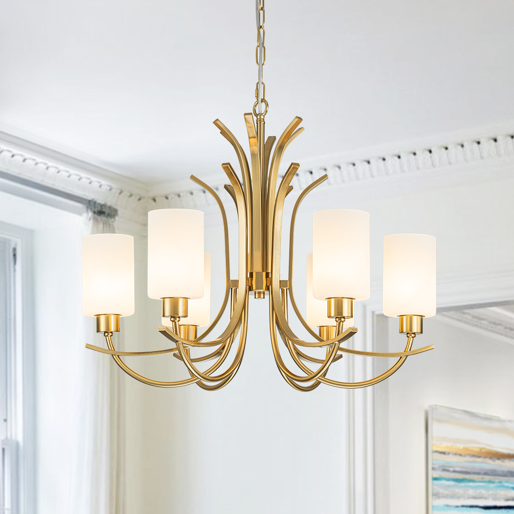 Chic Modern Empire Chandelier Sputnik Arms Hanging Light in Cylinder Shades for Living Room Kitchen Island