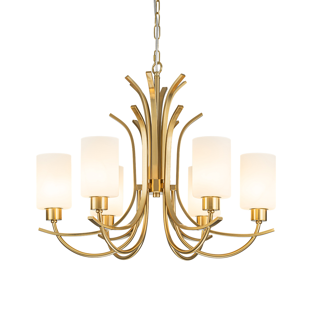 Chic Modern Empire Chandelier Sputnik Arms Hanging Light in Cylinder Shades for Living Room Kitchen Island