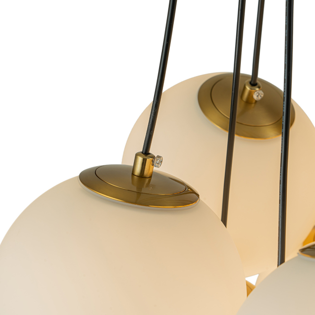 13-Light Modern Mid-Century Brass Cluster Cloud Style Opal Glass Chandelier Light for Dining Room/ Living Room/ Kid's Bedroom
