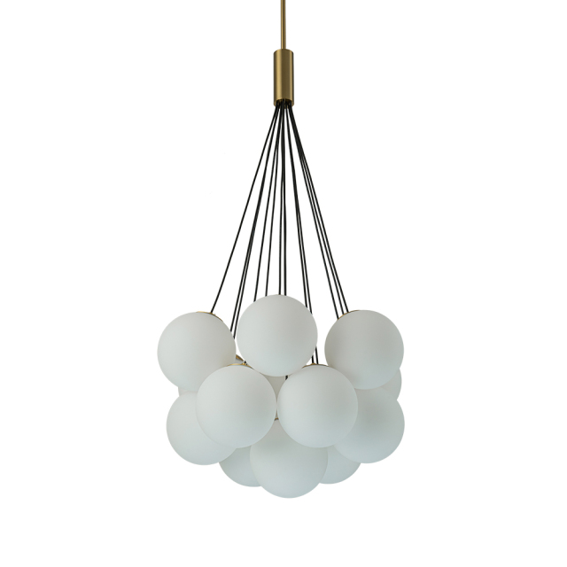 13-Light Modern Mid-Century Brass Cluster Cloud Style Opal Glass Chandelier Light for Dining Room/ Living Room/ Kid's Bedroom