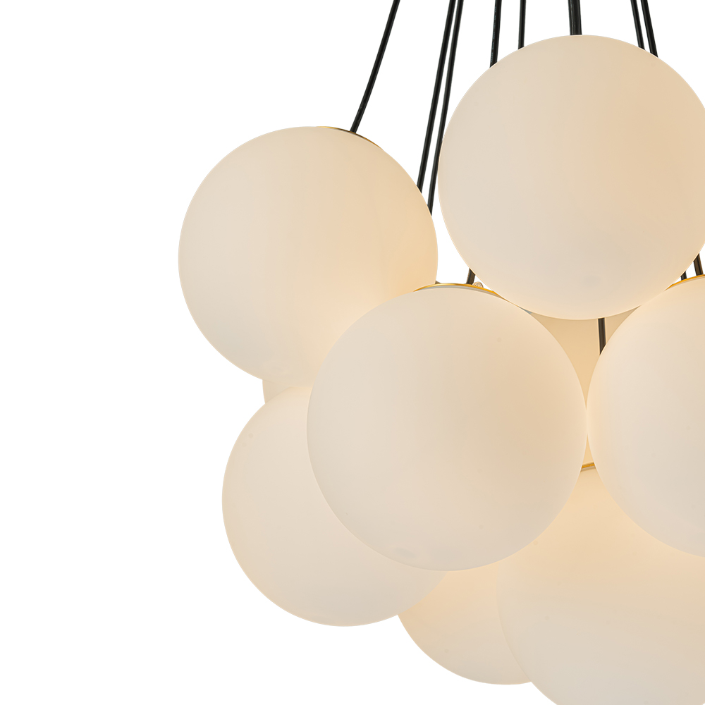 13-Light Modern Mid-Century Brass Cluster Cloud Style Opal Glass Chandelier Light for Dining Room/ Living Room/ Kid's Bedroom