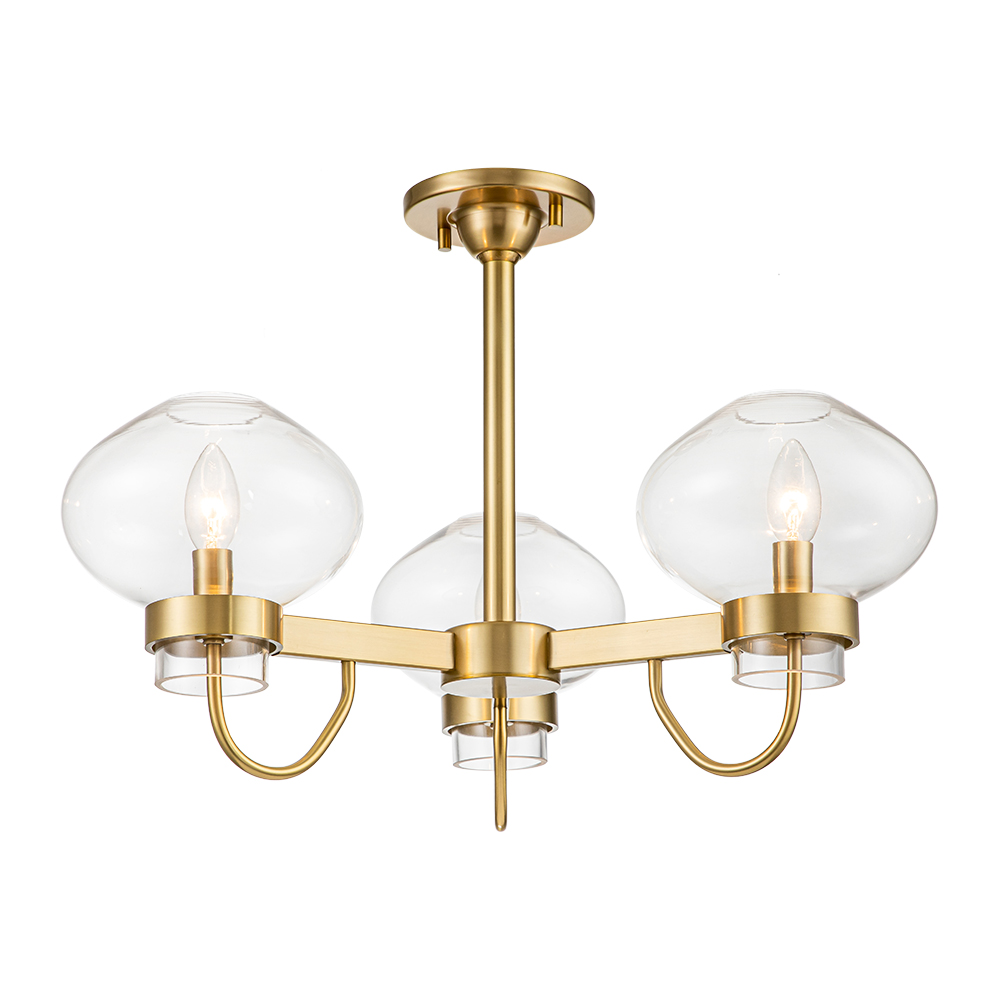 Modern Mid-century Sputnik Bubble Semi Flush Mount in Clear Glass Shades for Living Room Kitchen Island Dining Room