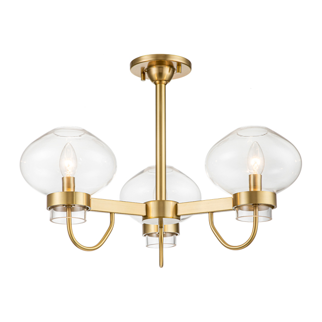 Modern Mid-century Sputnik Bubble Semi Flush Mount in Clear Glass Shades for Living Room Kitchen Island Dining Room