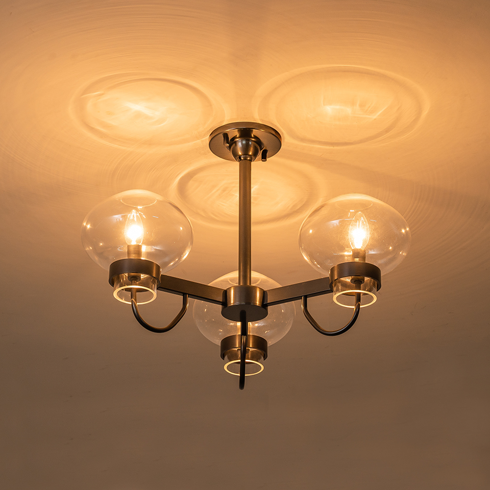 Modern Mid-century Sputnik Bubble Semi Flush Mount in Clear Glass Shades for Living Room Kitchen Island Dining Room