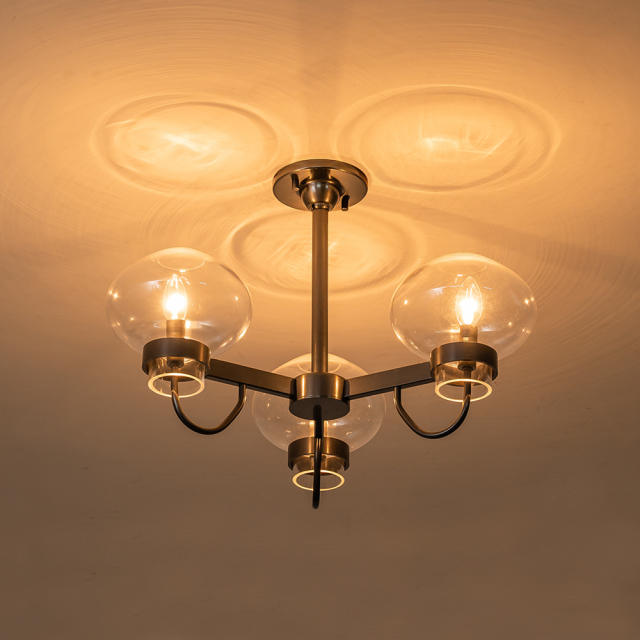 Modern Mid-century Sputnik Bubble Semi Flush Mount in Clear Glass Shades for Living Room Kitchen Island Dining Room