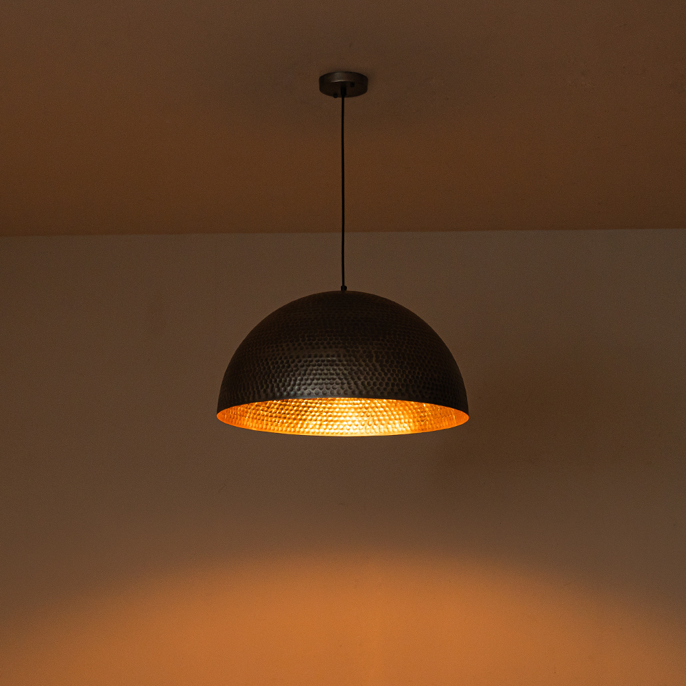 Modern Industrial Farmhouse One Light Dome Pendant Lighting Hammered Style Hanging Light for Kitchen Island Dining Room