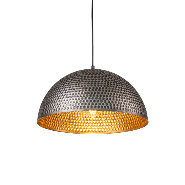 Modern Industrial Farmhouse One Light Dome Pendant Lighting Hammered Style Hanging Light for Kitchen Island Dining Room