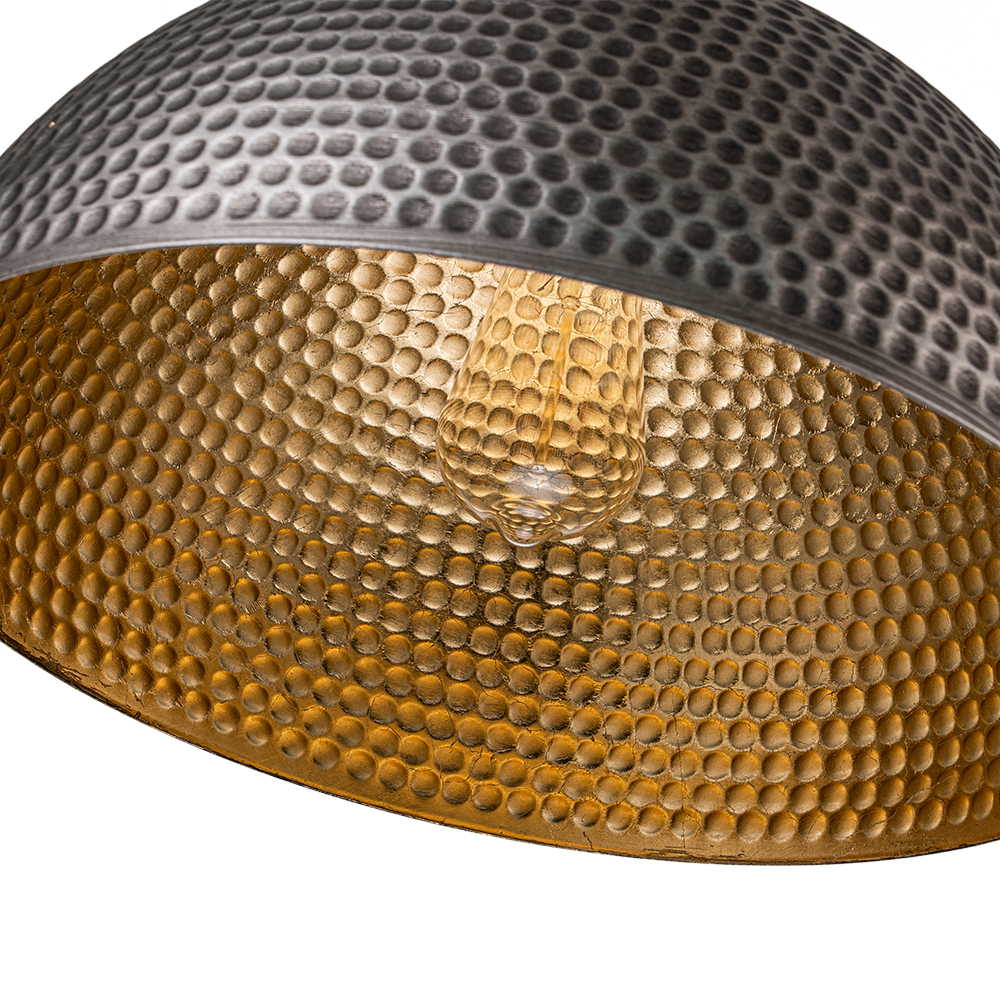 Modern Industrial Farmhouse One Light Dome Pendant Lighting Hammered Style Hanging Light for Kitchen Island Dining Room