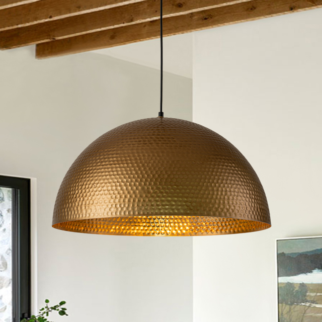 Modern Industrial Farmhouse One Light Dome Pendant Lighting Hammered Style Hanging Light for Kitchen Island Dining Room