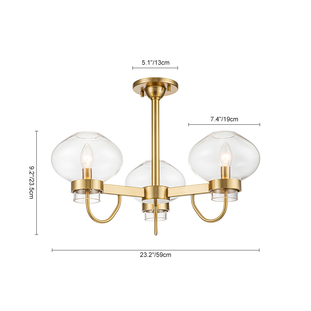 Modern Mid-century Sputnik Bubble Semi Flush Mount in Clear Glass Shades for Living Room Kitchen Island Dining Room