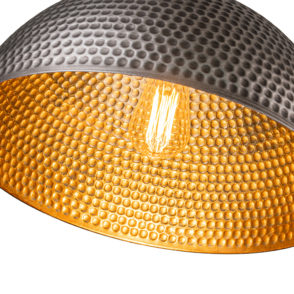 Modern Industrial Farmhouse One Light Dome Pendant Lighting Hammered Style Hanging Light for Kitchen Island Dining Room