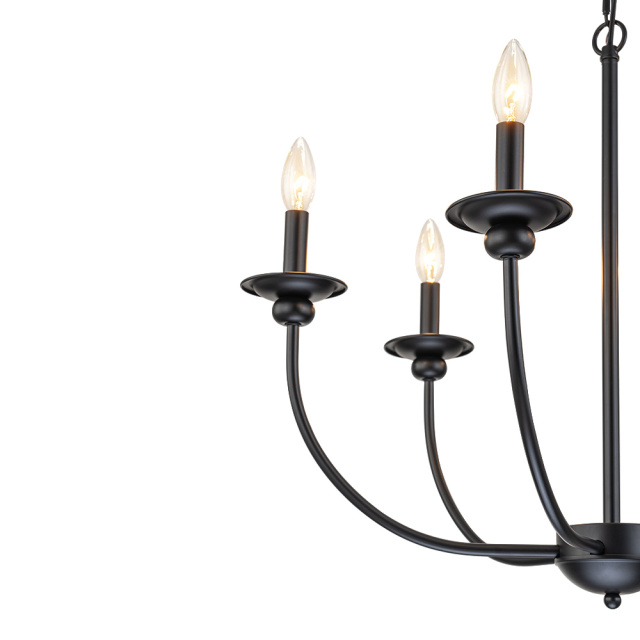 Modern Farmhouse Candle Style Empire Island Chandelier Curved Arms Hanging Light for Living Room/ Dining Room/ Restaurant
