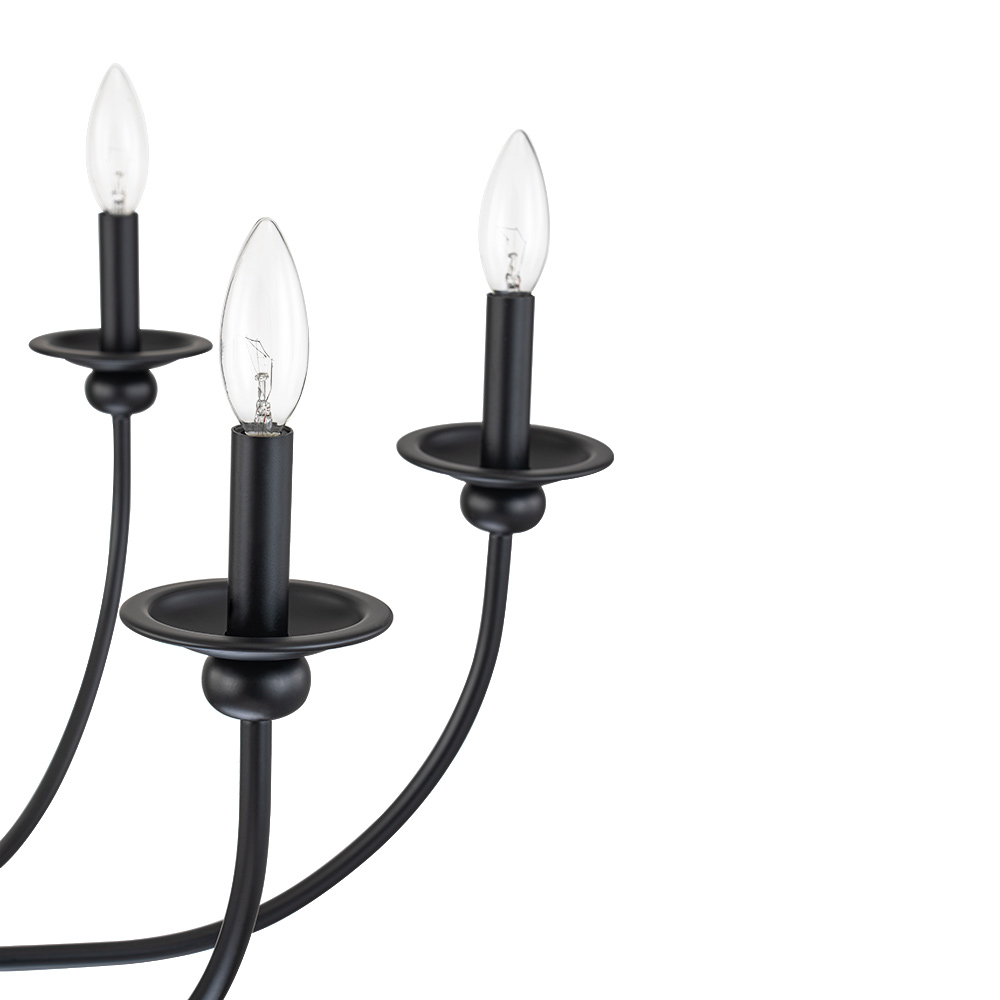 Modern Farmhouse Candle Style Empire Island Chandelier Curved Arms Hanging Light for Living Room/ Dining Room/ Restaurant