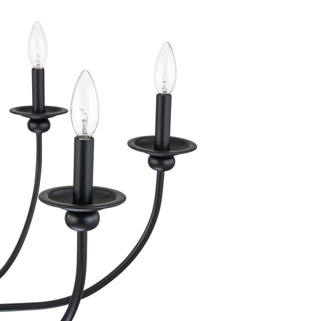 Modern Farmhouse Candle Style Empire Island Chandelier Curved Arms Hanging Light for Living Room/ Dining Room/ Restaurant