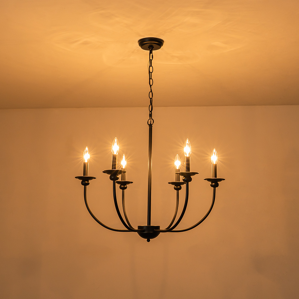 Modern Farmhouse Candle Style Empire Island Chandelier Curved Arms Hanging Light for Living Room/ Dining Room/ Restaurant