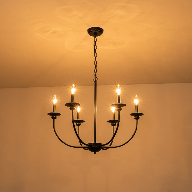 Modern Farmhouse Candle Style Empire Island Chandelier Curved Arms Hanging Light for Living Room/ Dining Room/ Restaurant
