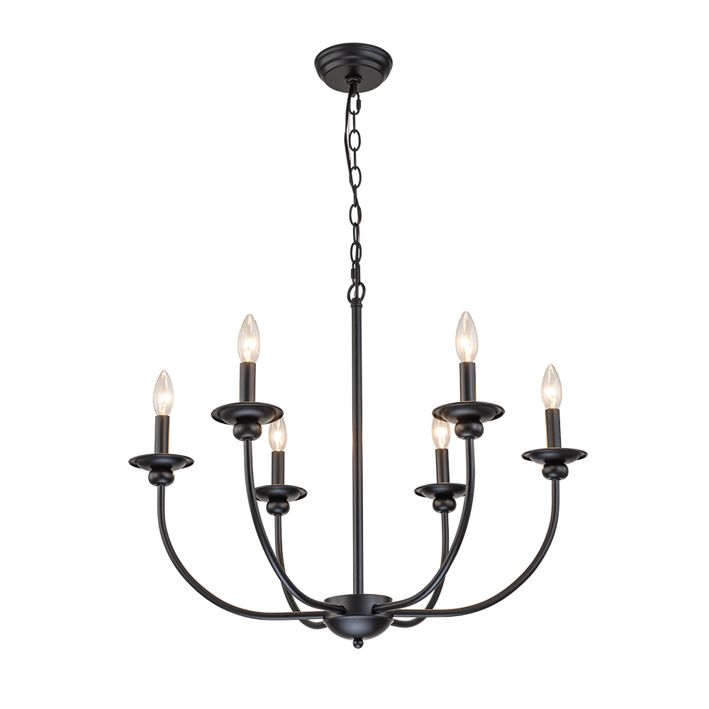 Modern Farmhouse Candle Style Empire Island Chandelier Curved Arms Hanging Light for Living Room/ Dining Room/ Restaurant