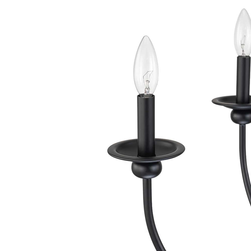 Modern Farmhouse Candle Style Empire Island Chandelier Curved Arms Hanging Light for Living Room/ Dining Room/ Restaurant