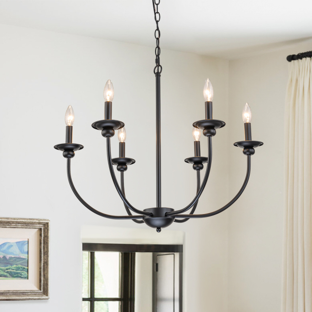 Modern Farmhouse Candle Style Empire Island Chandelier Curved Arms Hanging Light for Living Room/ Dining Room/ Restaurant