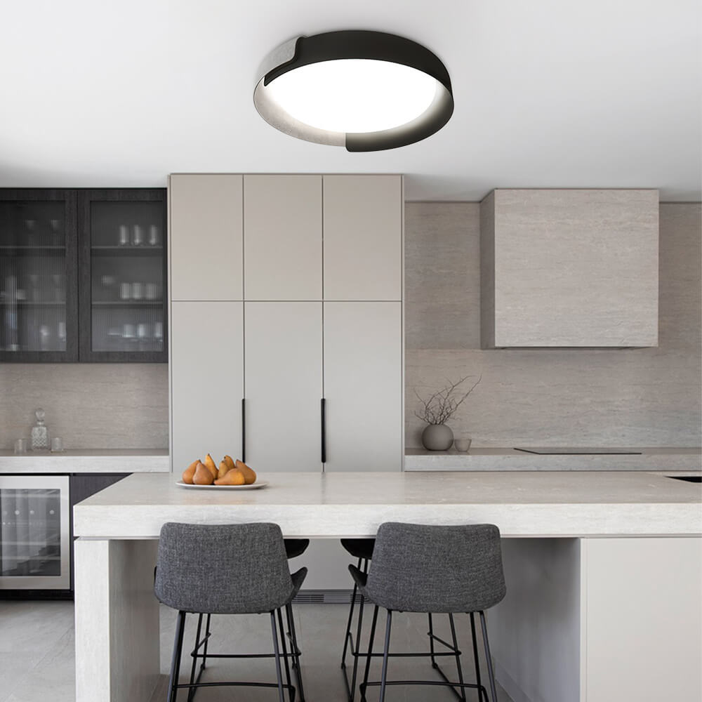 Modern Minimalist Round LED Flush Mount Ceiling Light with Acrylic & Metal For Hallway Home Office Living Room