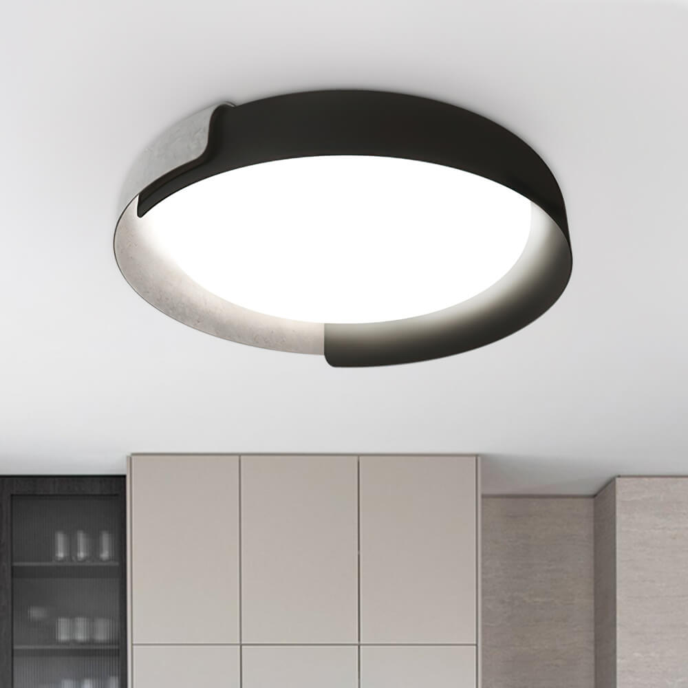 Modern Minimalist Round LED Flush Mount Ceiling Light with Acrylic & Metal For Hallway Home Office Living Room