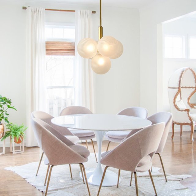 Contemporary Modern 5/13 Light Brass Bubble Cluster Grape Chandelier in Opal Textured White Glass Shade for Living /Dining Room