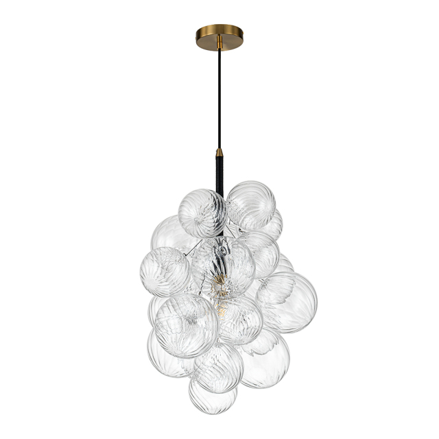 Modern Minimalist Cluster Grape Style Ribbed Glass Chandelier Pendant Light for Dining Room/ Living Room/ Kid's Bedroom