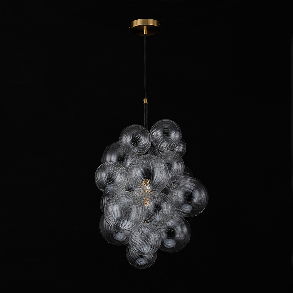 Modern Minimalist Cluster Grape Style Ribbed Glass Chandelier Pendant Light for Dining Room/ Living Room/ Kid's Bedroom