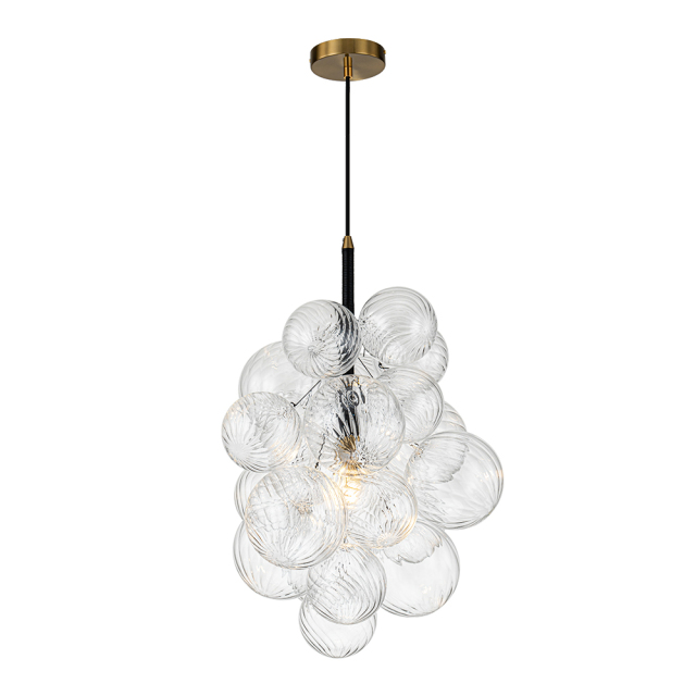 Modern Minimalist Cluster Grape Style Ribbed Glass Chandelier Pendant Light for Dining Room/ Living Room/ Kid's Bedroom