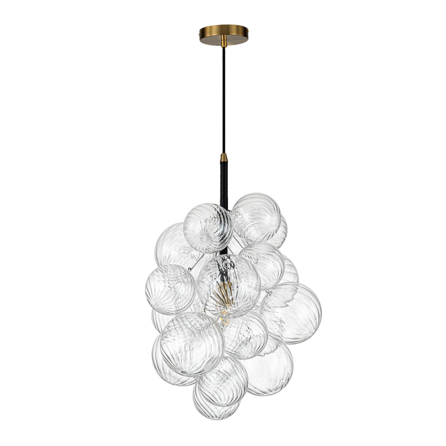 Modern Minimalist Cluster Grape Style Ribbed Glass Chandelier Pendant Light for Dining Room/ Living Room/ Kid's Bedroom